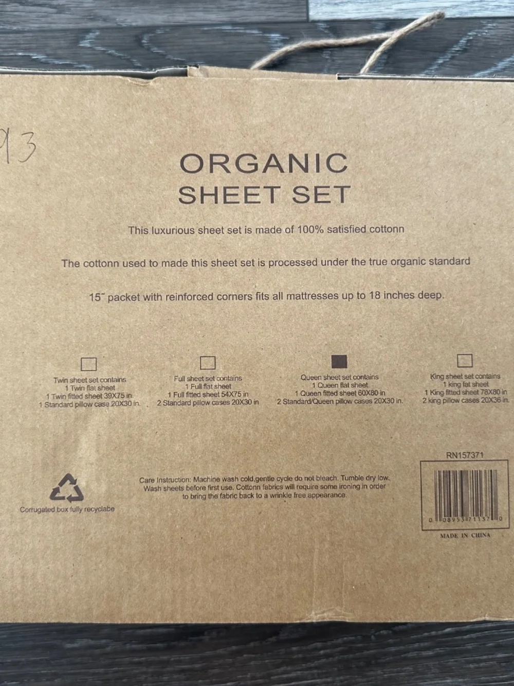 Tree Organic 2800 Thread Count Queen Sheet Set 4 pc Floral Organic Cotton